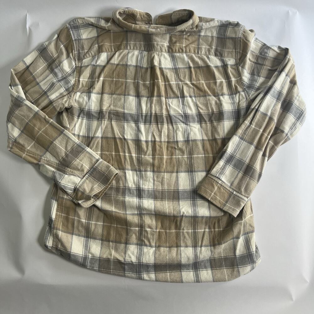 Gap Men's Beige/Gray/White Plaid Flannel Button-Up Shirt XL Long Sleeve - Picture 5 of 7